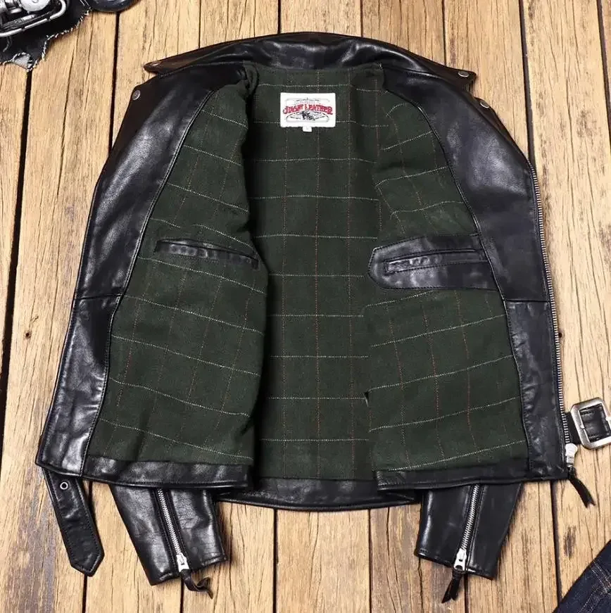 Vintage 613 Style Moto Jacket – Men’s Genuine Cowhide Leather, Slim Fit