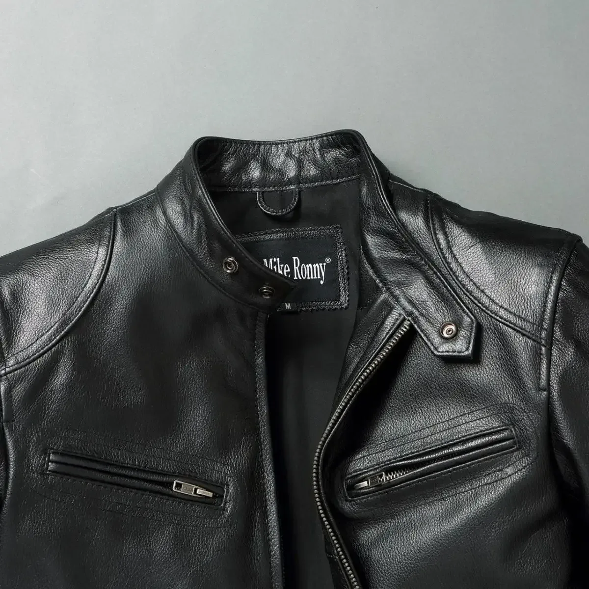 Men’s Real Leather Jacket – Cowhide Slim Fit, Stand Collar, Autumn Winter Biker Style - Image 4