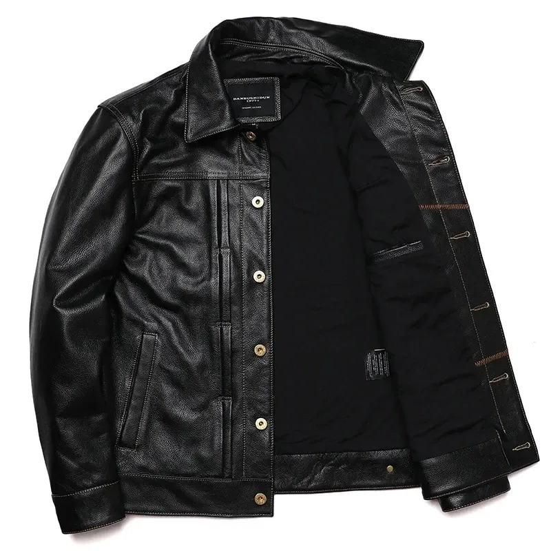 Classic 506 Denim-Inspired Leather Jacket β Genuine Cowhide, High Quality - Image 4