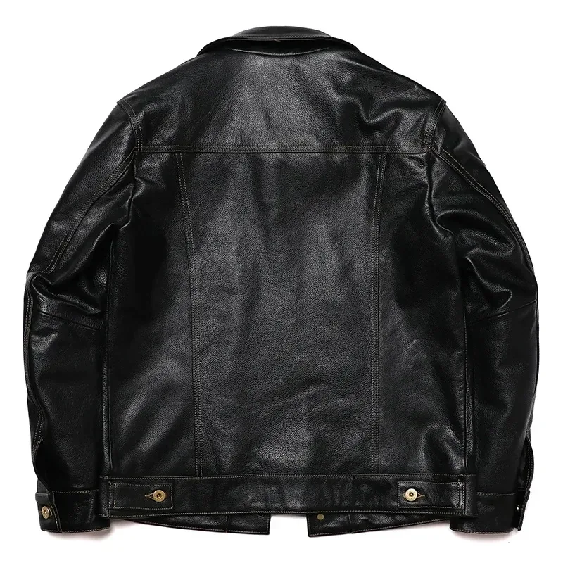 Classic 506 Denim-Inspired Leather Jacket β Genuine Cowhide, High Quality - Image 5