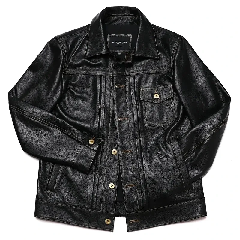 Classic 506 Denim-Inspired Leather Jacket β Genuine Cowhide, High Quality - Image 6