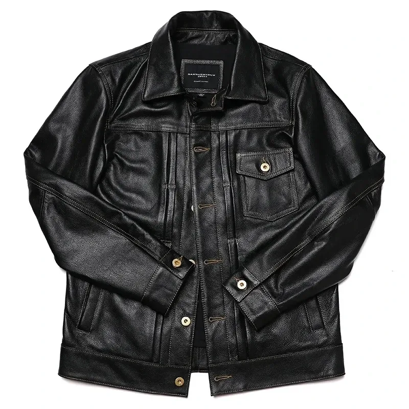 Classic 506 Denim-Inspired Leather Jacket β Genuine Cowhide, High Quality - Image 2