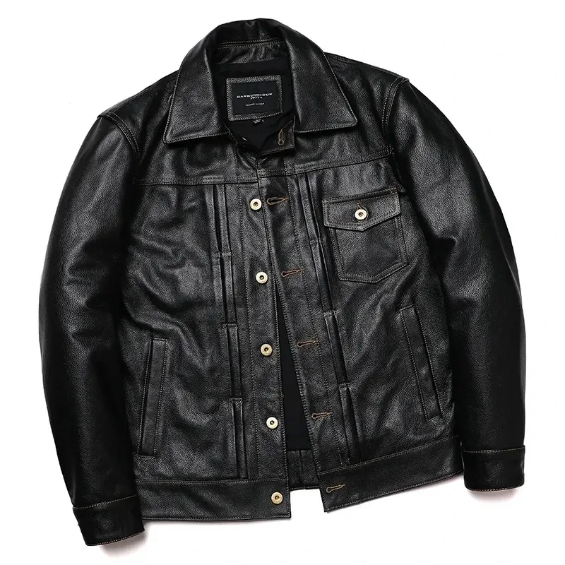 Classic 506 Denim-Inspired Leather Jacket β Genuine Cowhide, High Quality