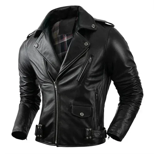 Men’s Real Cowhide Leather Jacket – Motorcycle Biker Style, Casual Autumn Riding Coat - Image 7