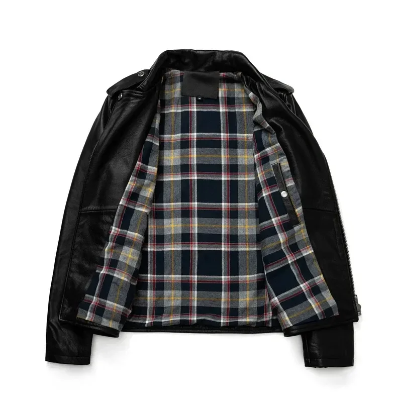 Men’s Real Cowhide Leather Jacket – Motorcycle Biker Style, Casual Autumn Riding Coat - Image 3
