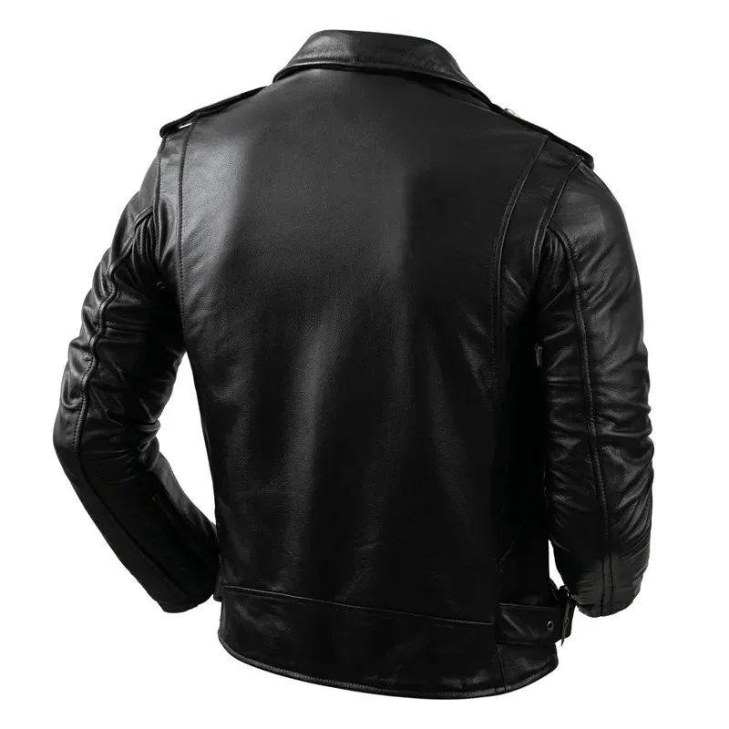 Men’s Real Cowhide Leather Jacket – Motorcycle Biker Style, Casual Autumn Riding Coat - Image 2