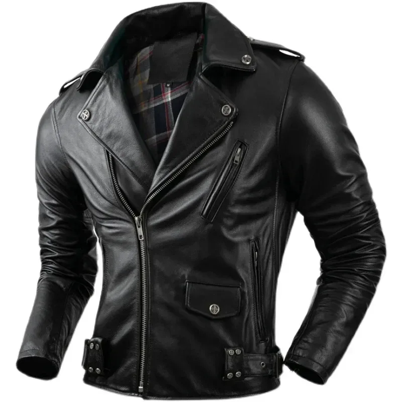 Men’s Real Cowhide Leather Jacket – Motorcycle Biker Style, Casual Autumn Riding Coat - Image 5