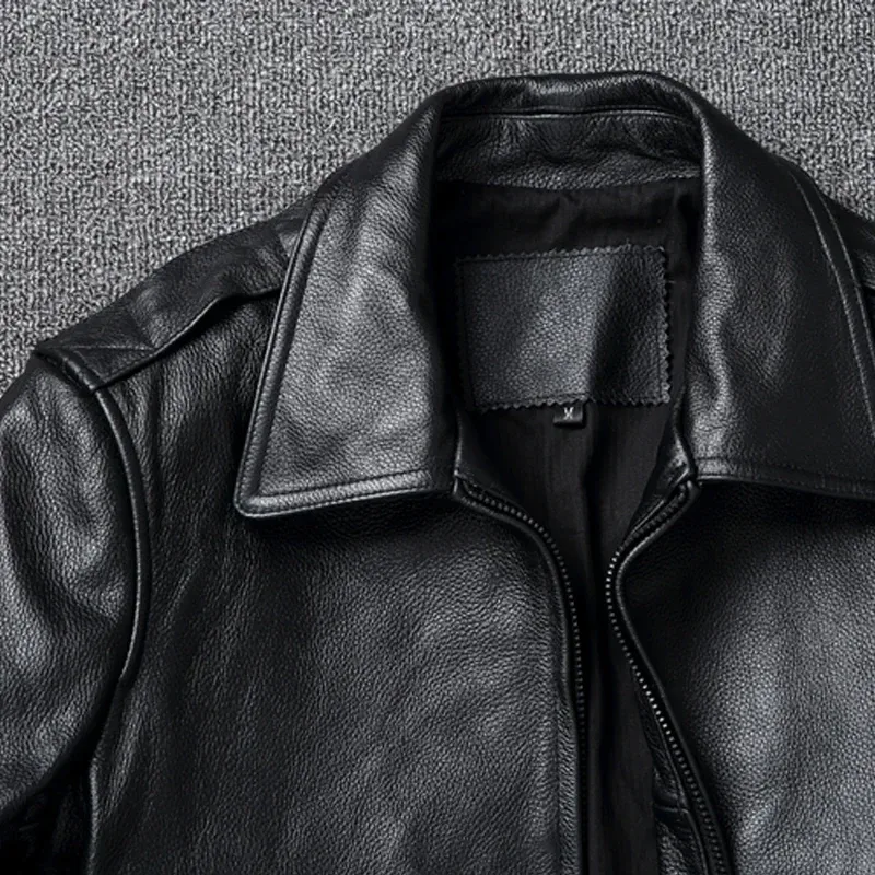 Men’s Genuine Cowhide Leather Jacket 8XL – Classic A2 Winter Coat, High-Quality Real Leather Outerwear - Image 5