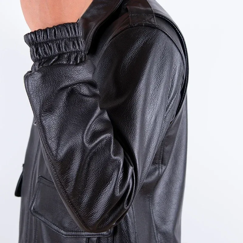 Men’s Genuine Cowhide Leather Jacket 8XL – Classic A2 Winter Coat, High-Quality Real Leather Outerwear - Image 3