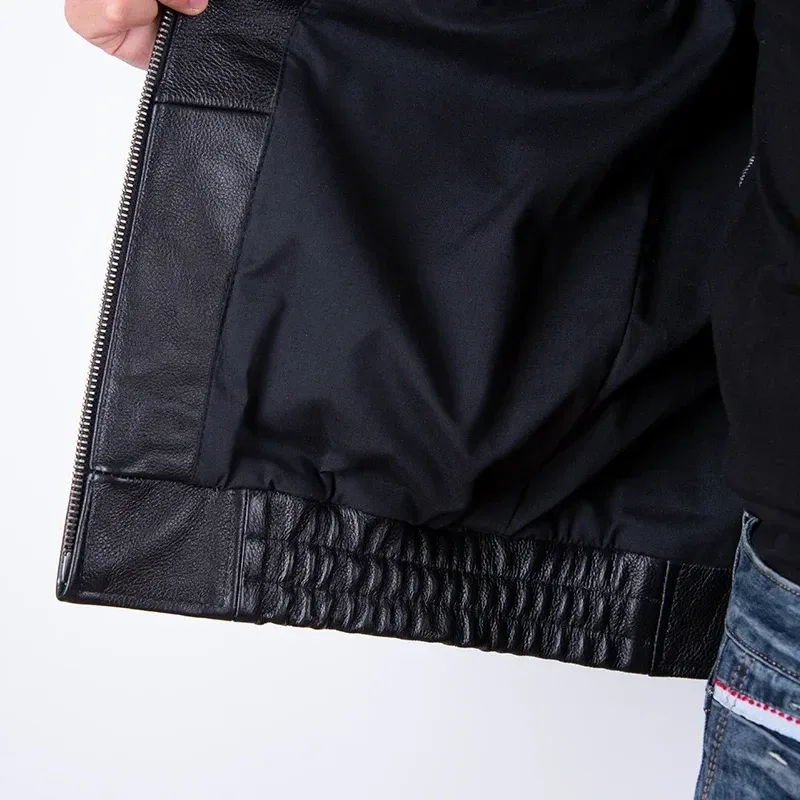 Men’s Genuine Cowhide Leather Jacket 8XL – Classic A2 Winter Coat, High-Quality Real Leather Outerwear - Image 4