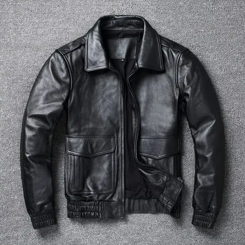 Men’s Genuine Cowhide Leather Jacket 8XL – Classic A2 Winter Coat, High-Quality Real Leather Outerwear - Image 6