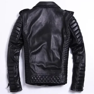 Cool Men's Real Sheepskin Leather Jacket – Slim Fit Soft Moto Rider Coat, Plus Size Streetwear Fashion