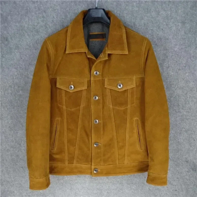 Men’s Genuine Suede Cow Leather Jacket – Autumn Winter Plus Size 3XL Real Leather Coat for Men - Image 8