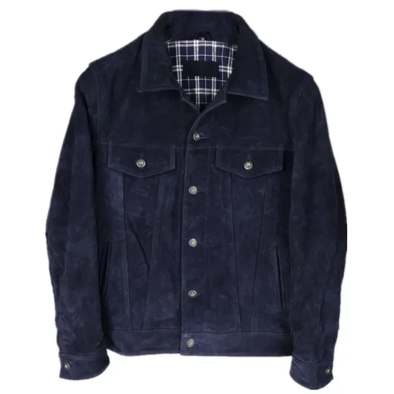 Men’s Genuine Suede Cow Leather Jacket – Autumn Winter Plus Size 3XL Real Leather Coat for Men - Image 7