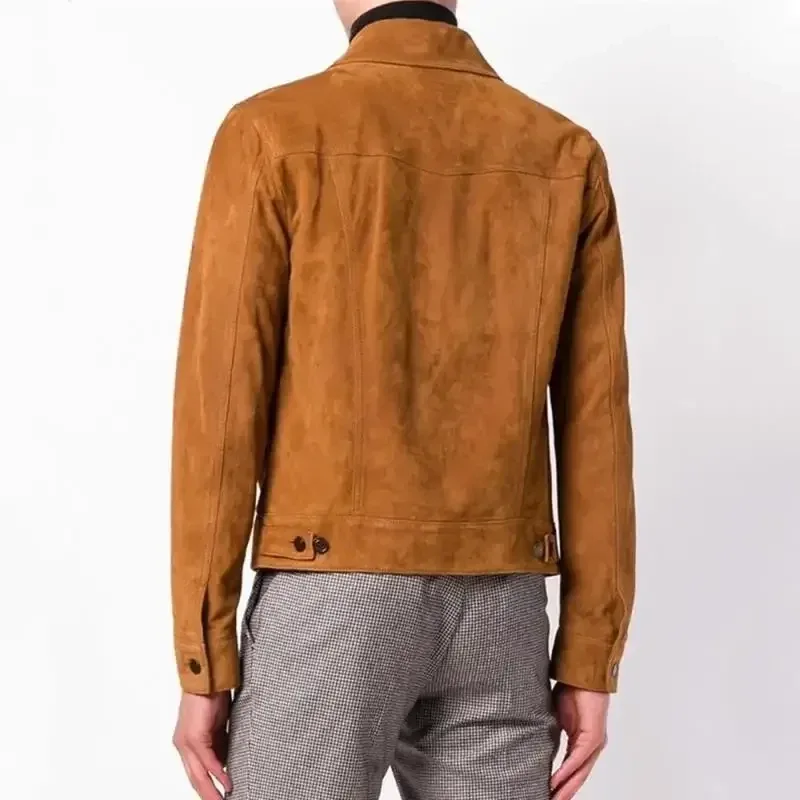 Men’s Genuine Suede Cow Leather Jacket – Autumn Winter Plus Size 3XL Real Leather Coat for Men - Image 2