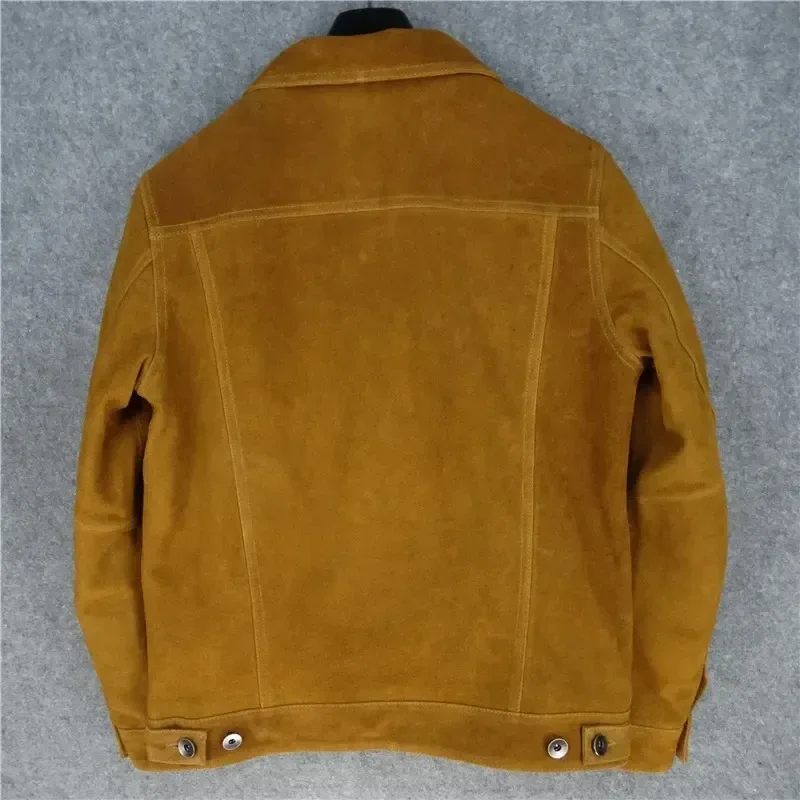 Men’s Genuine Suede Cow Leather Jacket – Autumn Winter Plus Size 3XL Real Leather Coat for Men - Image 5