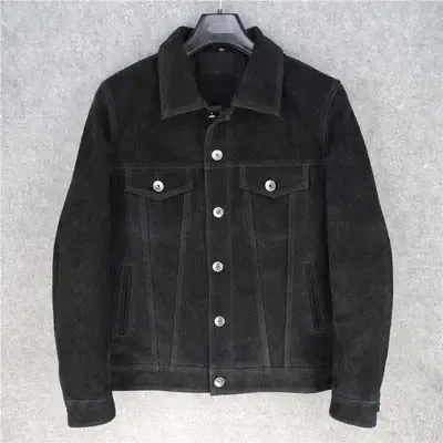 Men’s Genuine Suede Cow Leather Jacket – Autumn Winter Plus Size 3XL Real Leather Coat for Men - Image 6