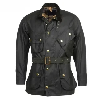 Men’s Retro Oil Waxed Windbreaker Jacket – Weatherproof Medium-Length Hunting Coat, American Vintage Motorcycle Style