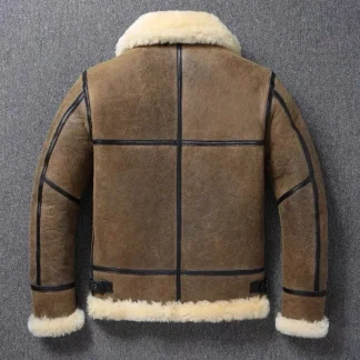 Men’s B3 Sheepskin Fur Leather Jacket Original Ecological Shearling Thickened Winter Coat Large Size