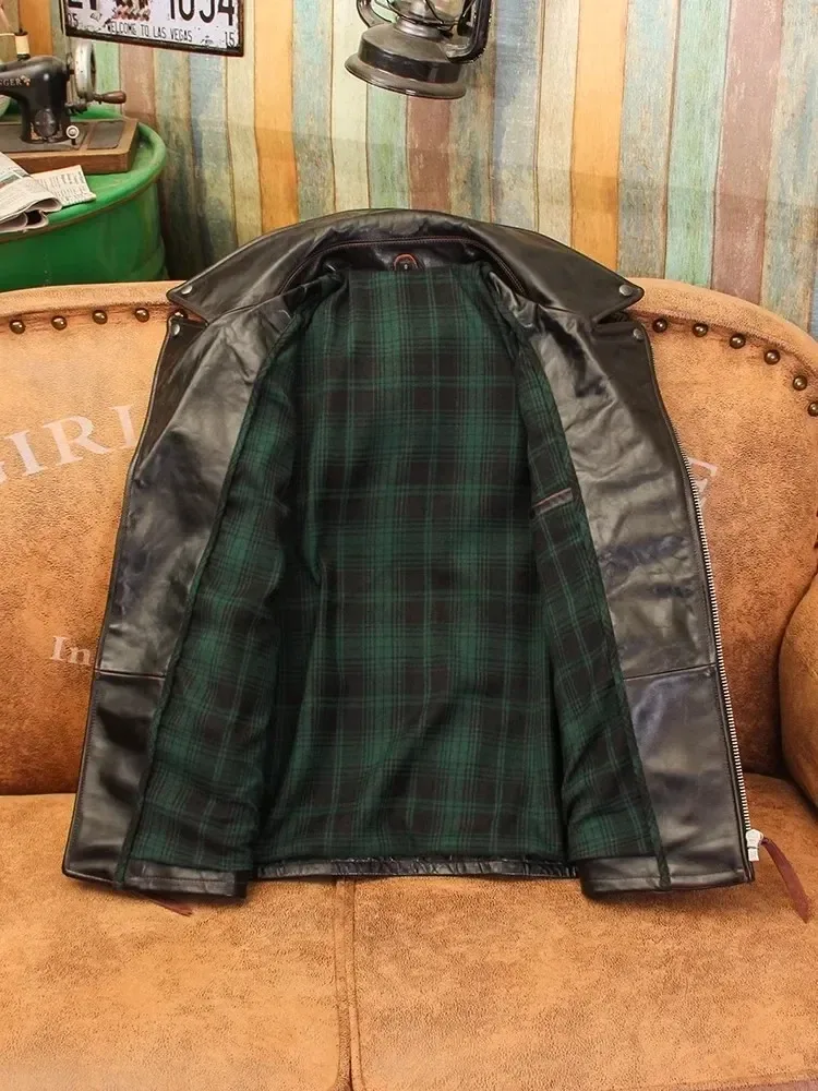Men’s Vintage Horsehide Leather Motorcycle Jacket Slim Fit Quality Rider Coat - Image 2