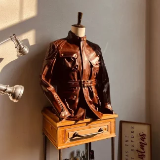 Men’s CDJ-66 Italian Cowhide Leather M65 Coat Top Quality Long Army Safari Jacket US Size