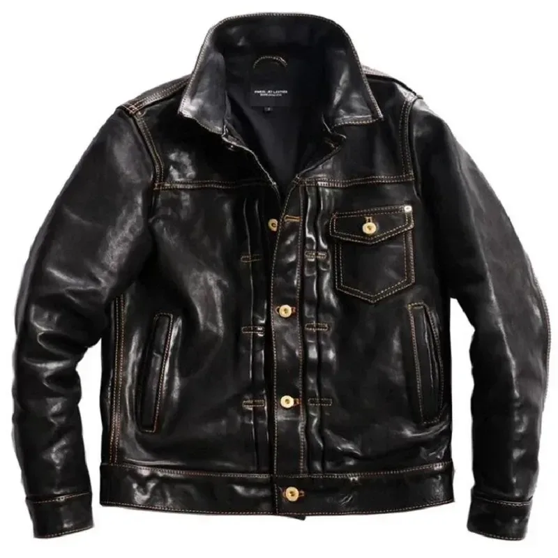 Batik Washed Vintage Horsehide 506 Style Jacket — Men’s Slim Fit Genuine Leather Casual Coat - Image 5