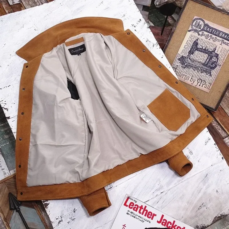 Men’s Suede Leather Casual Jacket – Genuine Cowhide Slim Fit Coat | US Size | Plus Size Available - Image 5