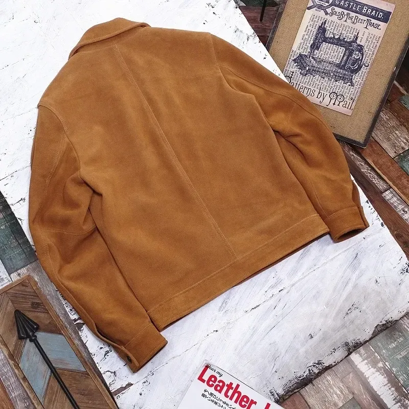 Men’s Suede Leather Casual Jacket – Genuine Cowhide Slim Fit Coat | US Size | Plus Size Available - Image 4