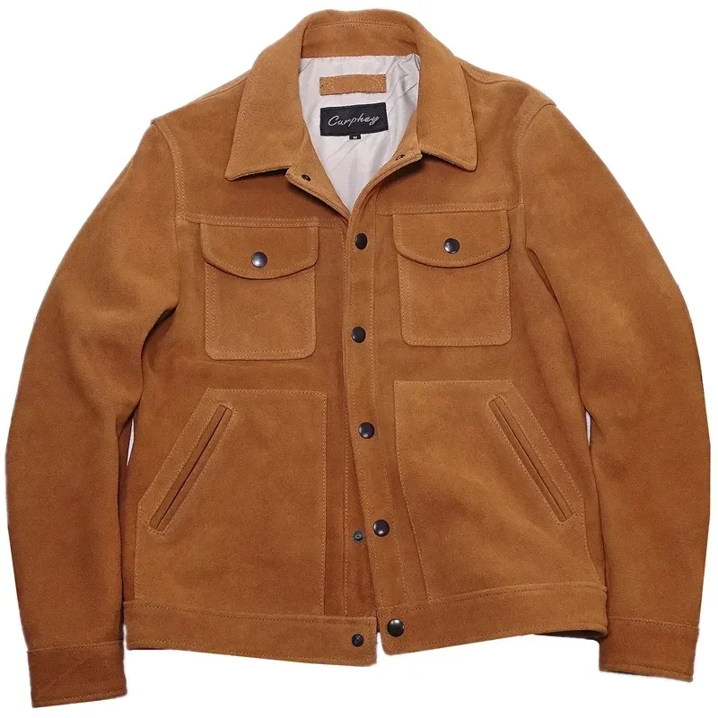 Men’s Suede Leather Casual Jacket – Genuine Cowhide Slim Fit Coat | US Size | Plus Size Available - Image 6