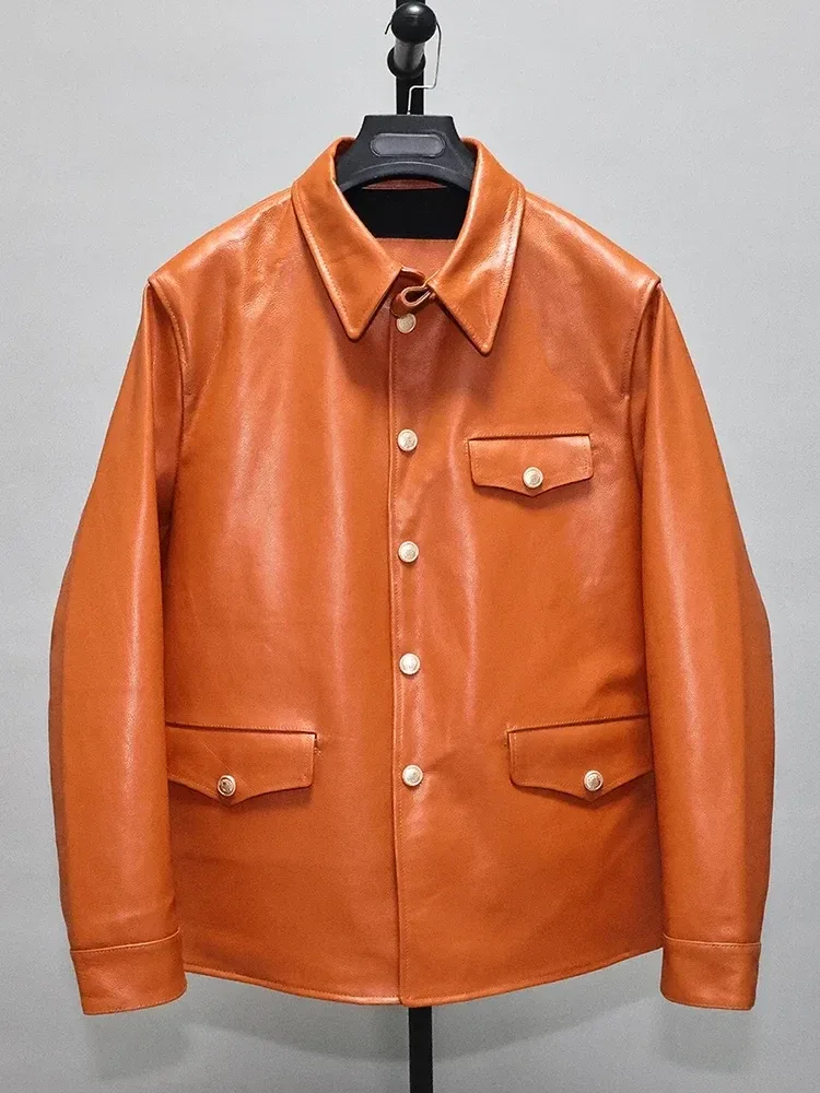 Men's Genuine Leather Jacket Real Cowhide Coat – High Street Style