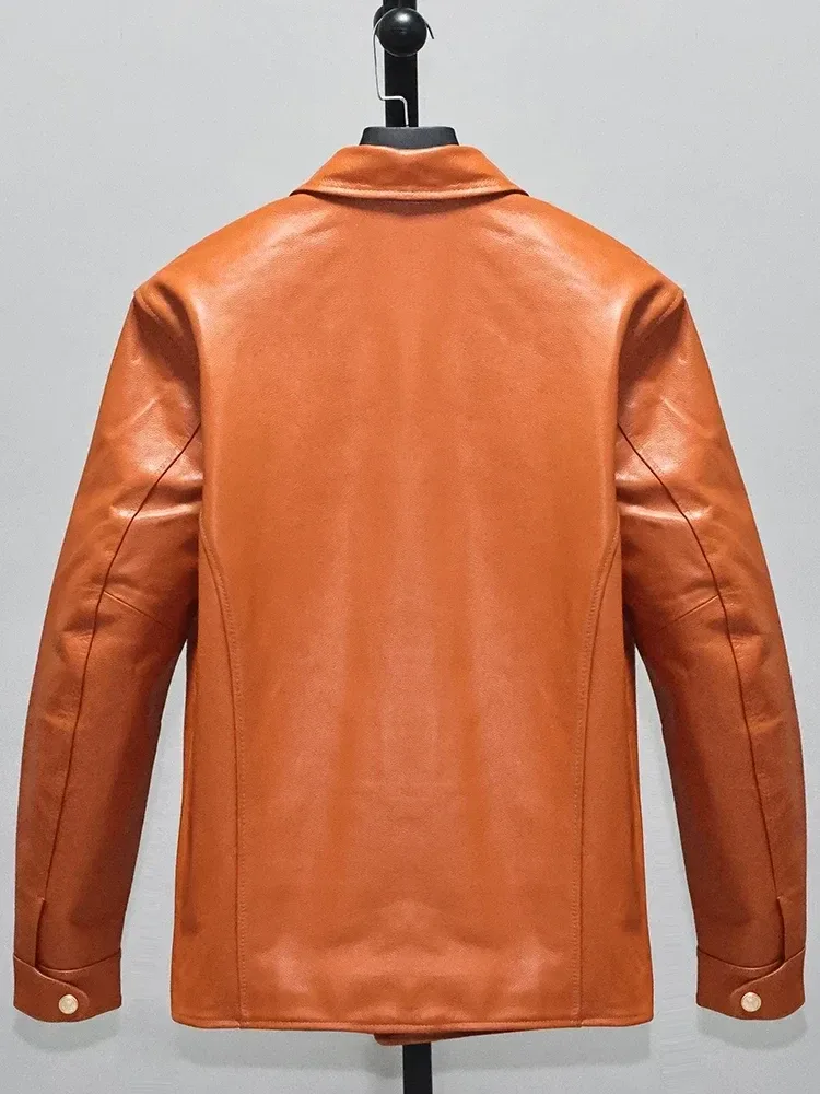 Men's Genuine Leather Jacket Real Cowhide Coat – High Street Style - Image 2