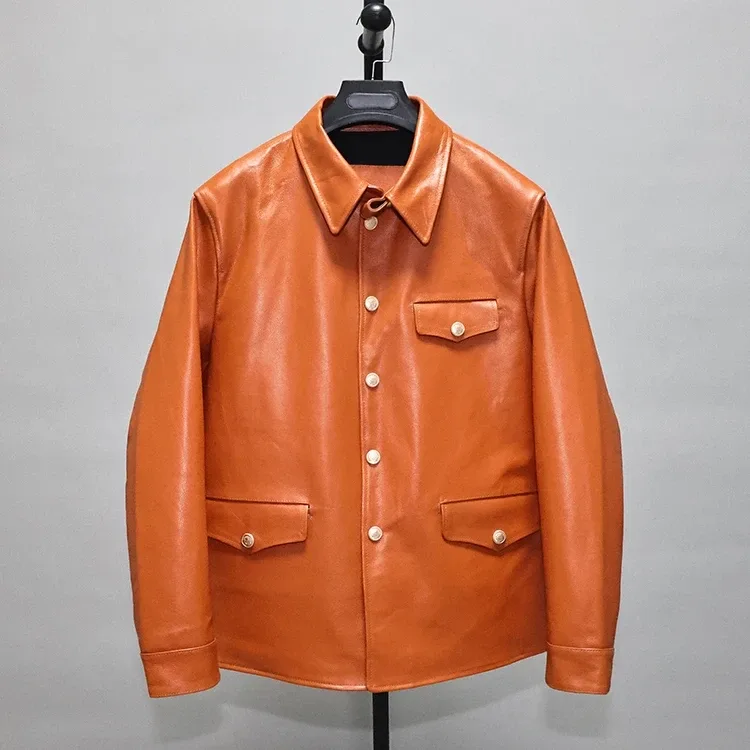 Men's Genuine Leather Jacket Real Cowhide Coat – High Street Style - Image 7