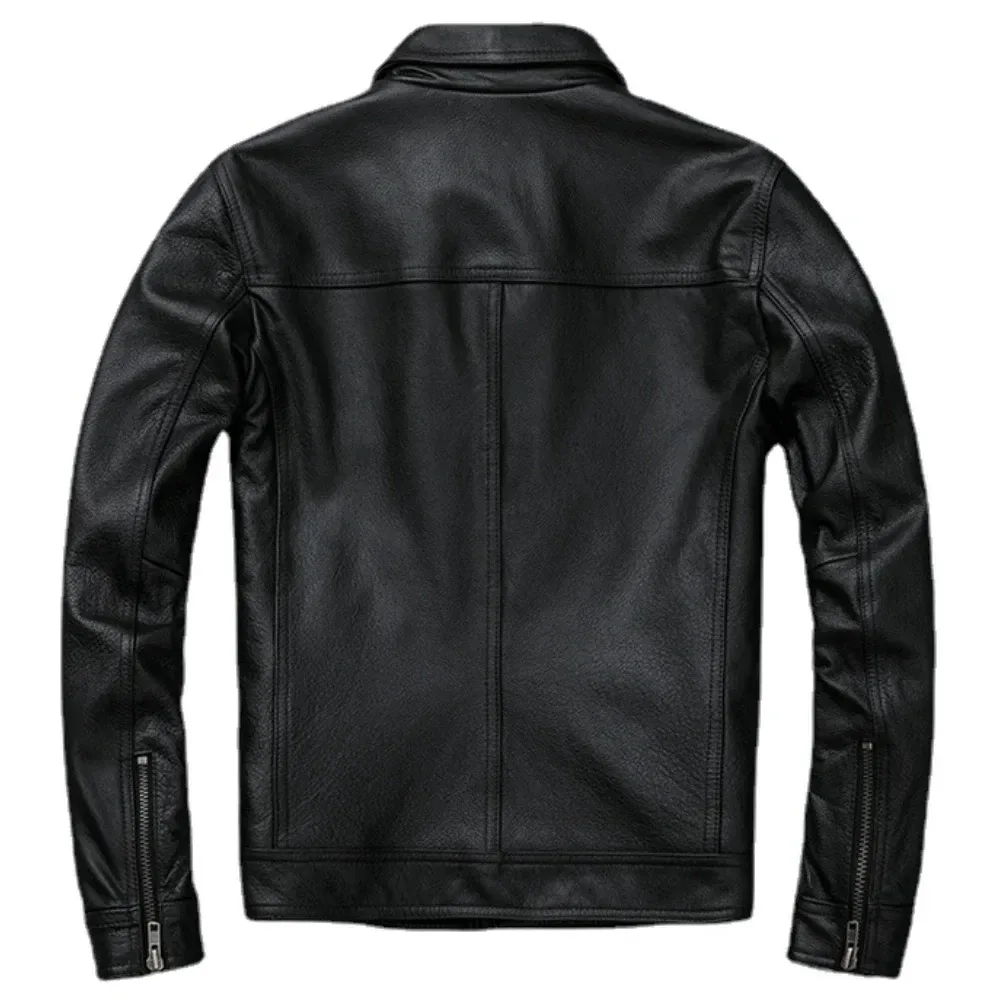 Men’s Vintage Brown & Red Genuine Cowhide Leather Jacket – 100% Real Leather Autumn Coat, Classic Rider Style - Image 3