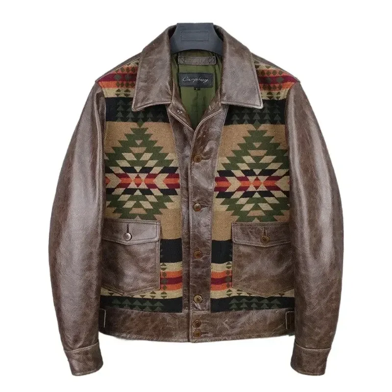 Men’s Vintage Green Suede Leather Jacket – Casual Genuine Cowhide Coat with Canvas Stitching, 2025 Quality Fashion Brand Outerwear - Image 7