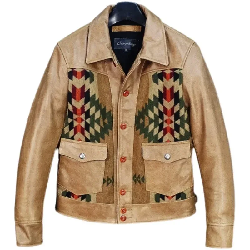 Men’s Vintage Green Suede Leather Jacket – Casual Genuine Cowhide Coat with Canvas Stitching, 2025 Quality Fashion Brand Outerwear - Image 6