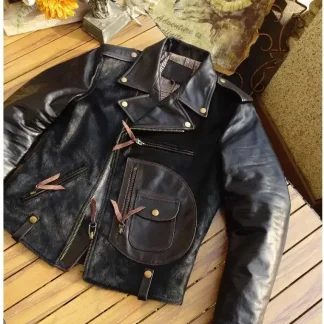Men’s Classic Rider Horsehide Leather Jacket – 100% Genuine Horse Leather Slim Fit Vintage Motorcycle Coat