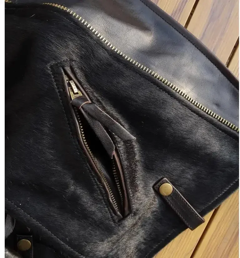 Men’s Classic Rider Horsehide Leather Jacket – 100% Genuine Horse Leather Slim Fit Vintage Motorcycle Coat - Image 6