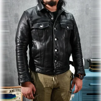 Men’s Italian Veg-Tanned Cowhide Leather Jacket – Slim Fit, Classic Durable Genuine Leather Coat, Asian Size, Premium Quality