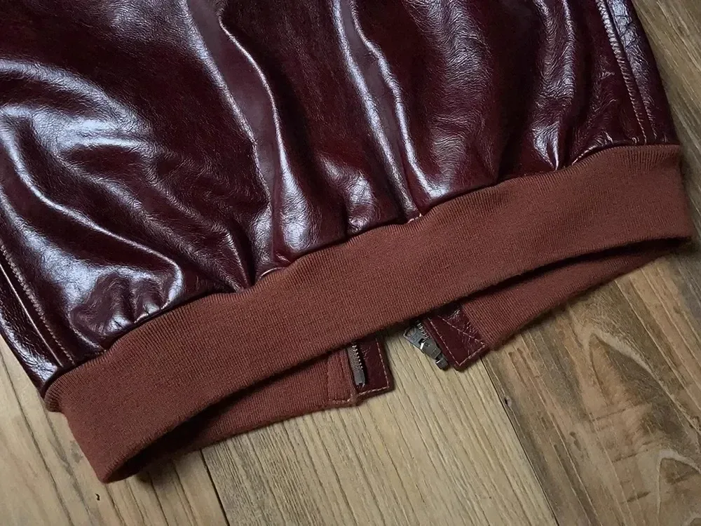 Men’s Classic A-2 Bomber Jacket – 100% Genuine Leather Coat, Luxury Thick Cowhide Outerwear, Quality Burgundy Flight Jacket - Image 3