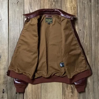 Men’s Classic A-2 Bomber Jacket – 100% Genuine Leather Coat, Luxury Thick Cowhide Outerwear, Quality Burgundy Flight Jacket