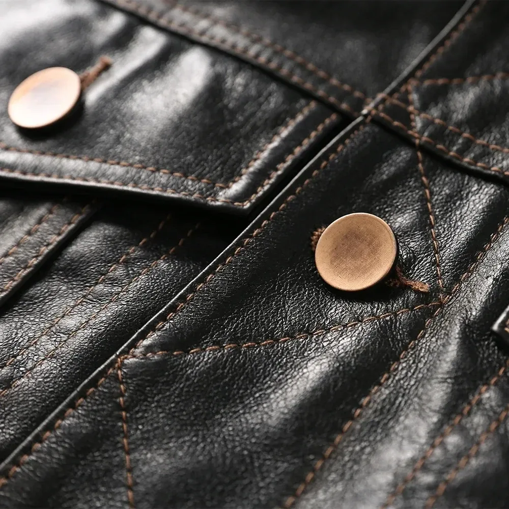 Men’s Genuine Leather Jacket – Soft Slim Fit Real Pigskin Leather Coat, Lightweight Spring Outerwear, Casual Fashion Jacket for Men - Image 4