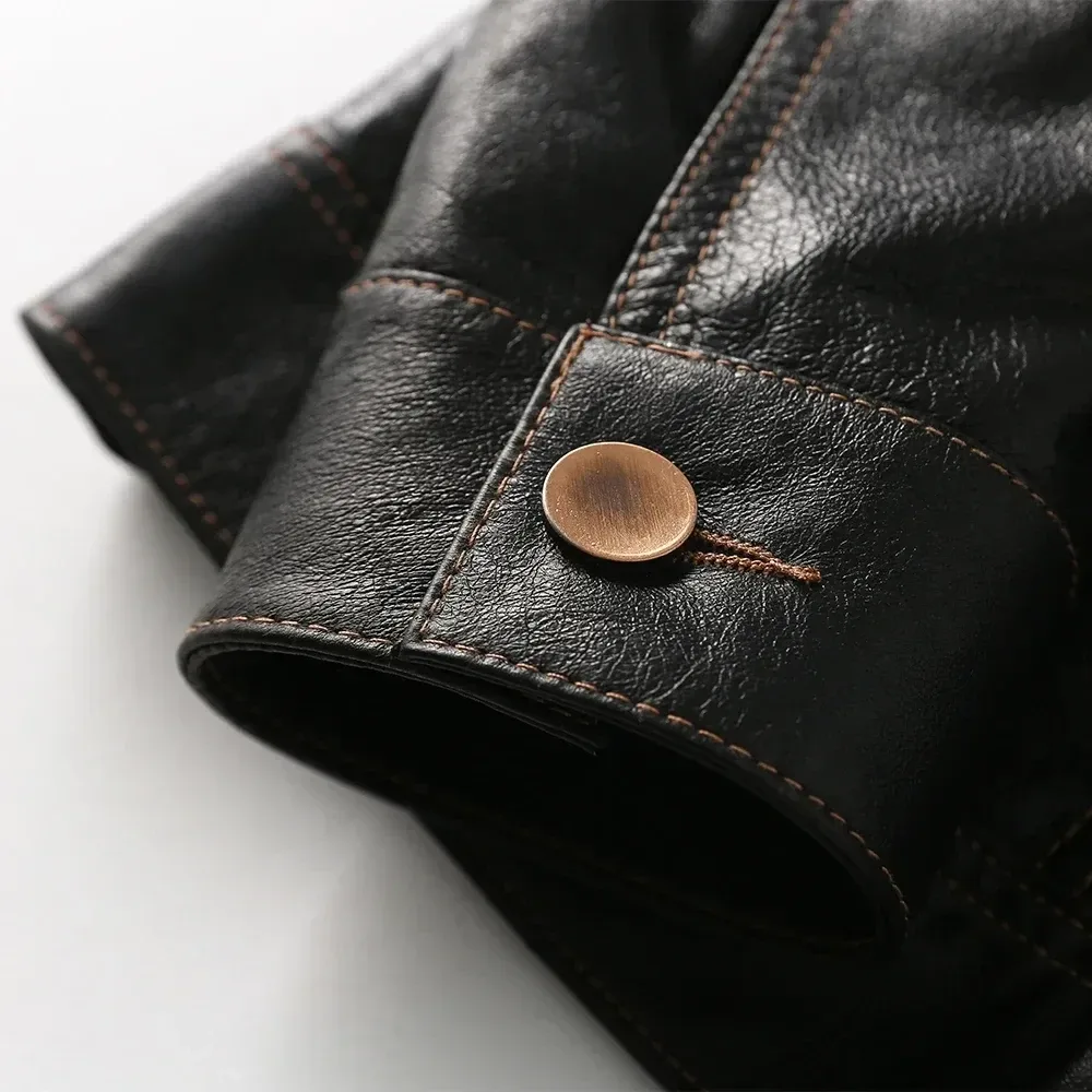 Men’s Genuine Leather Jacket – Soft Slim Fit Real Pigskin Leather Coat, Lightweight Spring Outerwear, Casual Fashion Jacket for Men - Image 6