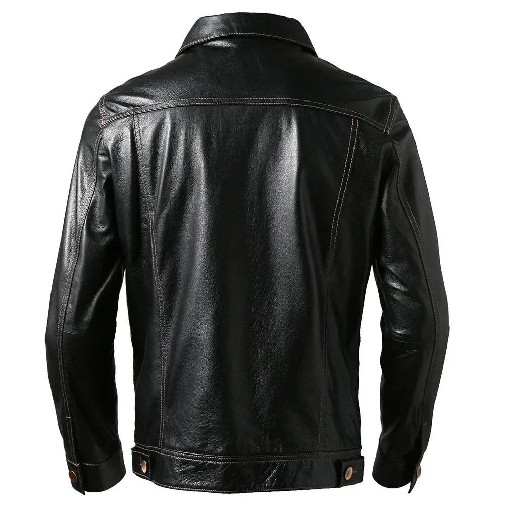 Men’s Genuine Leather Jacket – Soft Slim Fit Real Pigskin Leather Coat, Lightweight Spring Outerwear, Casual Fashion Jacket for Men - Image 2