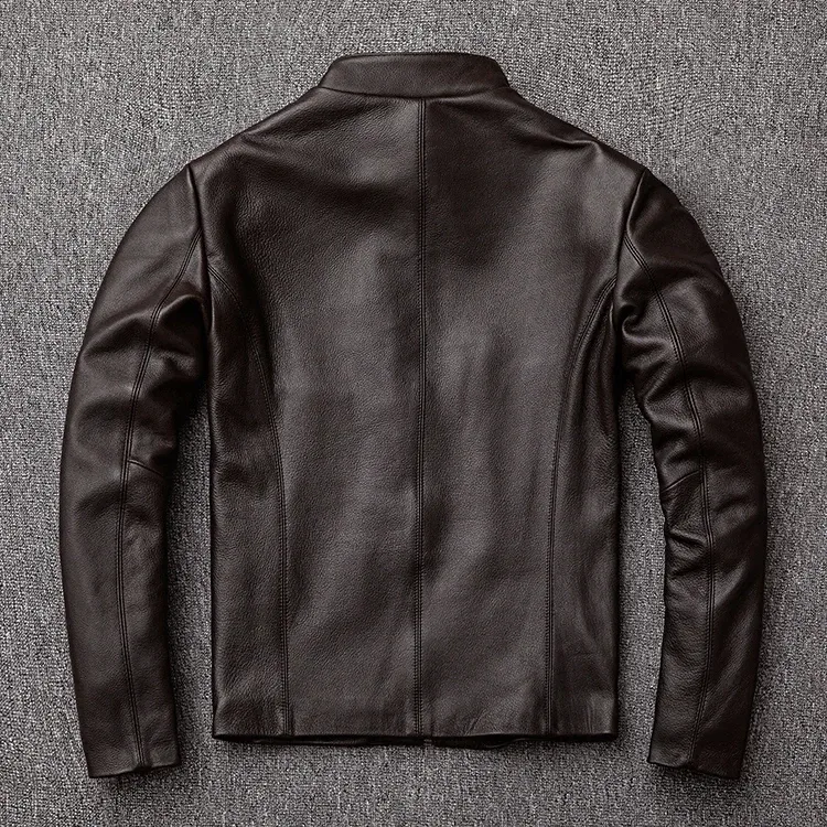 Men’s Genuine Cowhide Leather Jacket – Classic Black Slim Fit Business Casual Coat, Real Leather Outerwear, Plus Size, Wholesale Available - Image 3