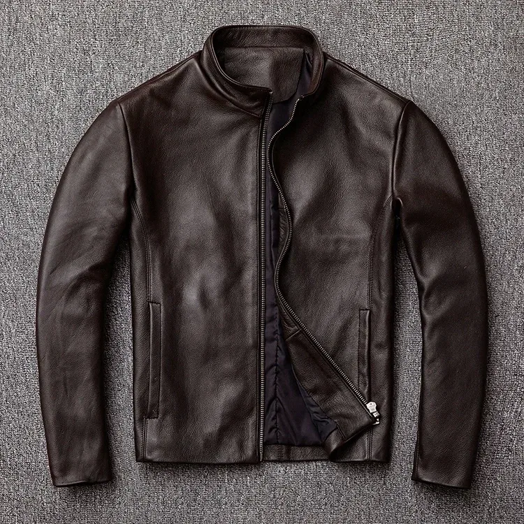 Men’s Genuine Cowhide Leather Jacket – Classic Black Slim Fit Business Casual Coat, Real Leather Outerwear, Plus Size, Wholesale Available - Image 5