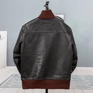 Natural Cow Leather Jacket Men Genuine Leather Style Top Layer Cowhide Leather Motorcycle Bomber Pilot Real Leather Jacket Man