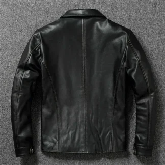 Men’s Imported Oil-Wax Horsehide Leather Jacket – Genuine Top Layer Cowhide Brakeman Style Casual Lapel Dispatcher Coat, Vintage Motorcycle Outerwear