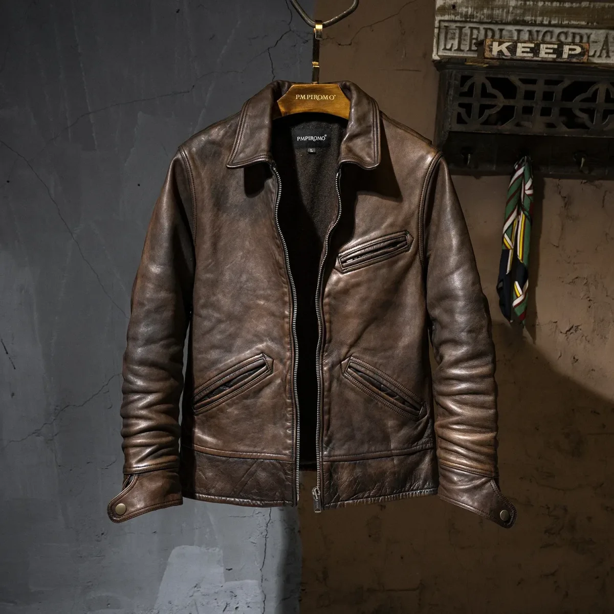 Men’s Luxury Genuine Horsehide Leather Jacket – Vintage Brown Winter Coat, Heavy-Duty Real Leather Outerwear, Premium Quality - Image 5