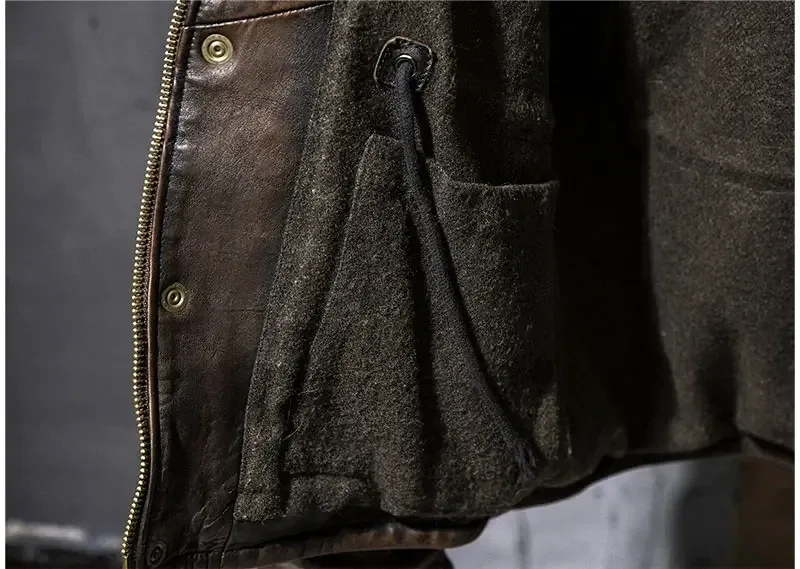 Men’s Luxury Genuine Horsehide Leather Jacket – Vintage Brown Winter Coat, Heavy-Duty Real Leather Outerwear, Premium Quality - Image 4