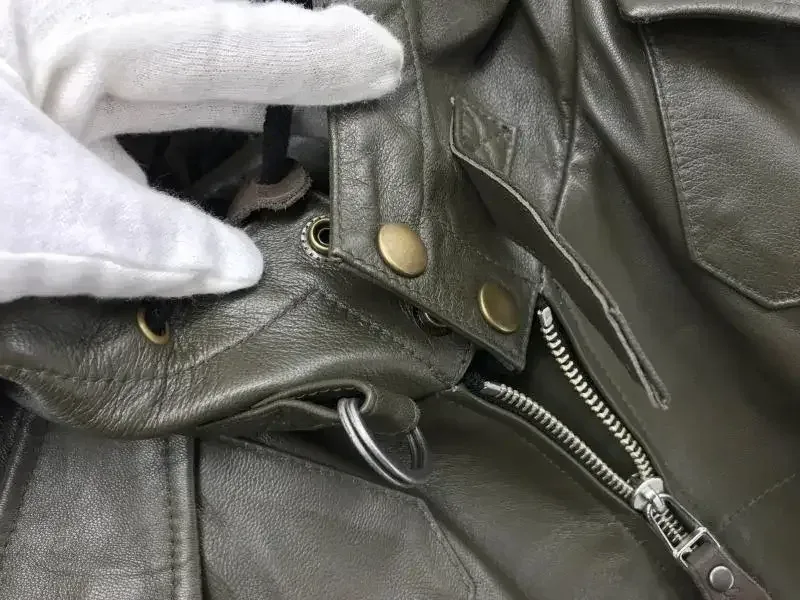 Men’s Genuine Sheepskin Leather Military Coat with Hood | Lamb Leather Army-Style Jacket for Spring & Autumn | Green Casual Outerwear Plus Sizes - Image 4